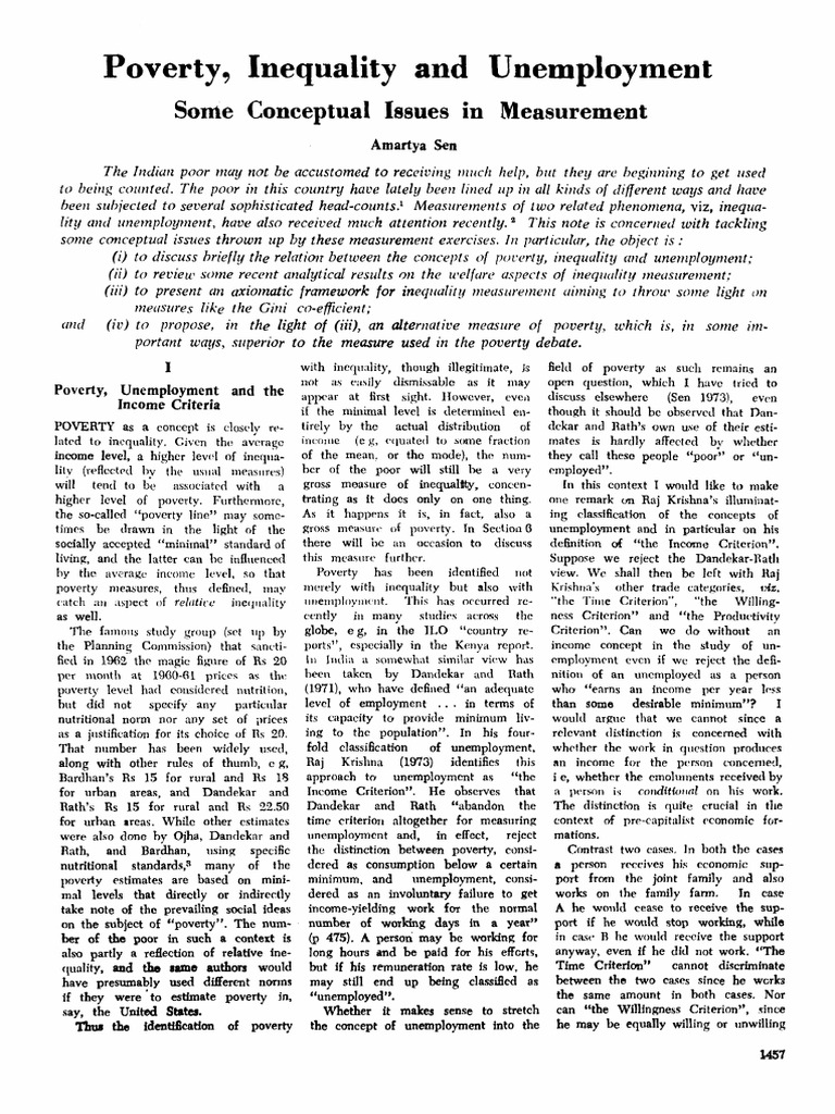 Measurement of Poverty and Inequality | PDF | Gini Coefficient | Income