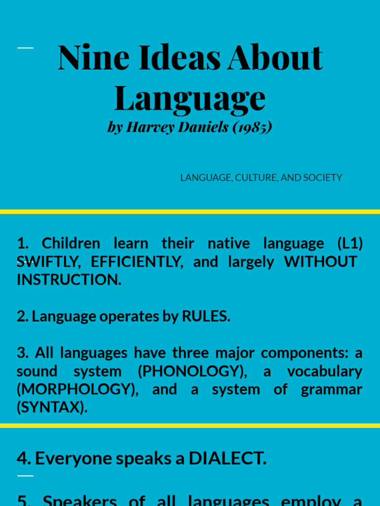 9 Ideas About Language by Harvey Daniels | PDF | Language Arts & Discipline