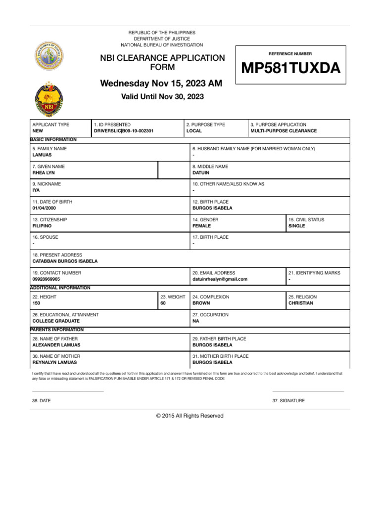 Nbi Clearance PDF Justice Crime & Violence