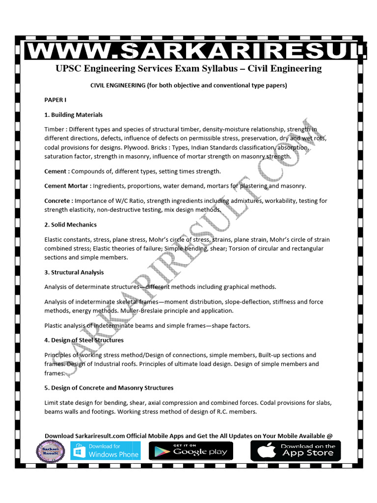 Civilengineering Syllabus JE Old | PDF | Strength Of Materials | Hydrology