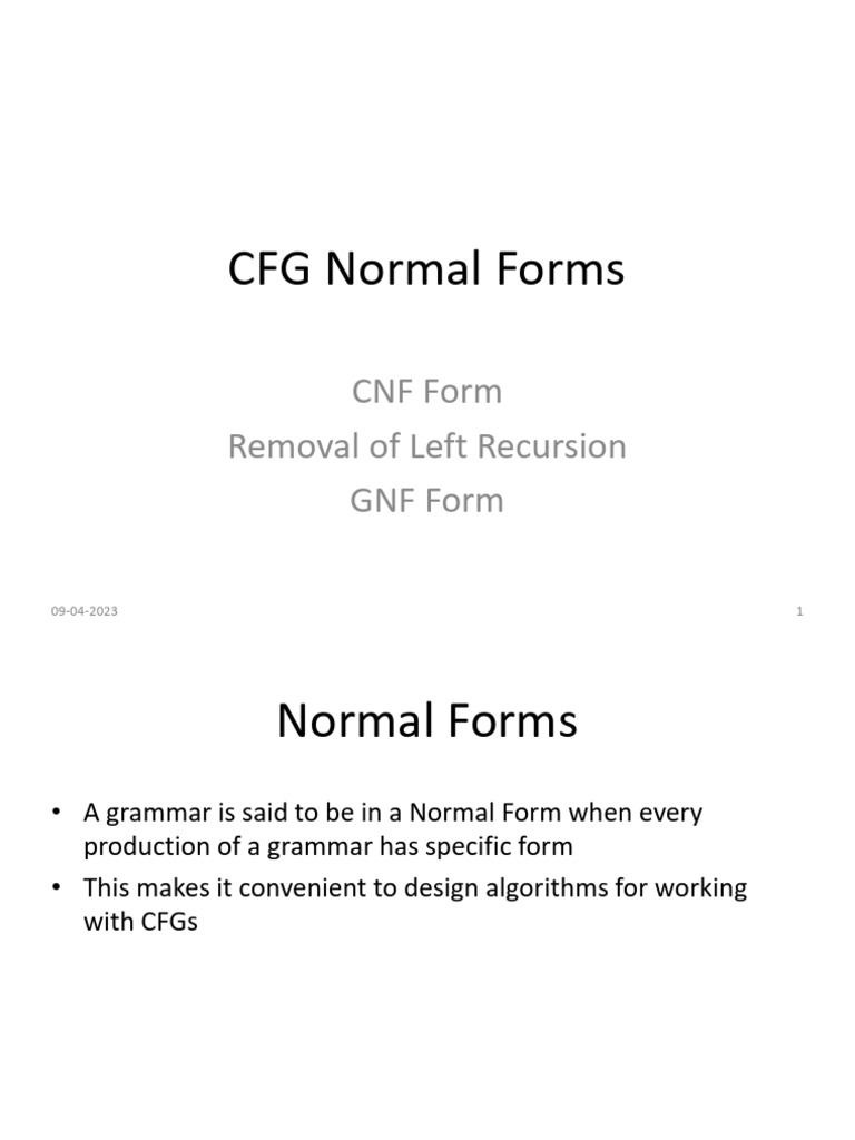 CFG Normal Forms Explained | PDF | Theoretical Computer Science ...