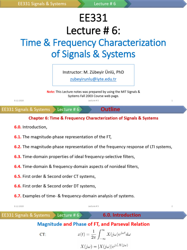 EE331 - L06 - Signals & Systems | PDF | Electricity | Telecommunications
