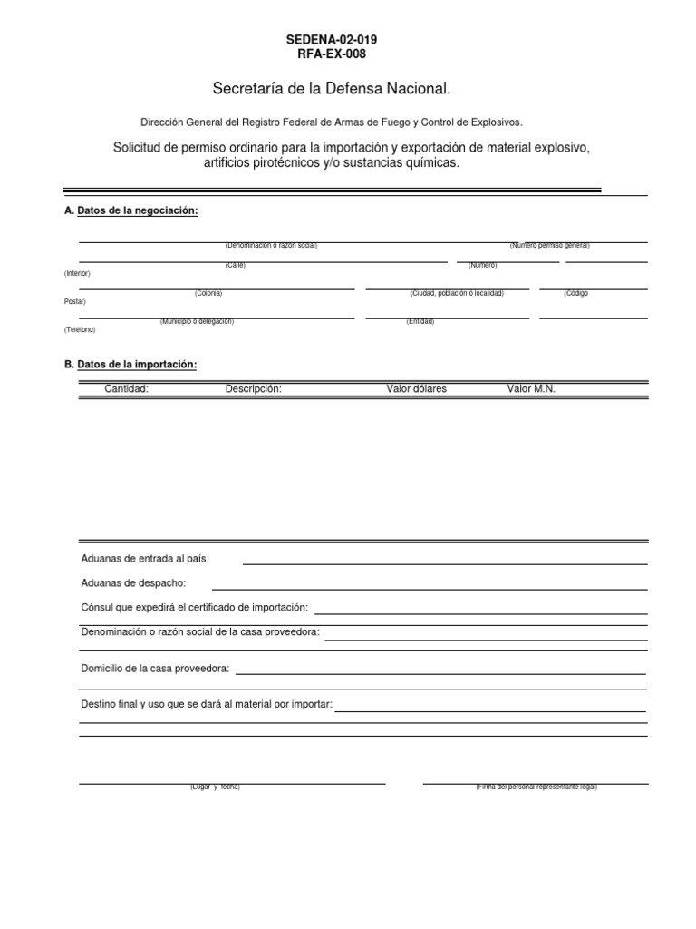 Formato De Permiso De Armas Municiones Y Explosivos 2 Pdf