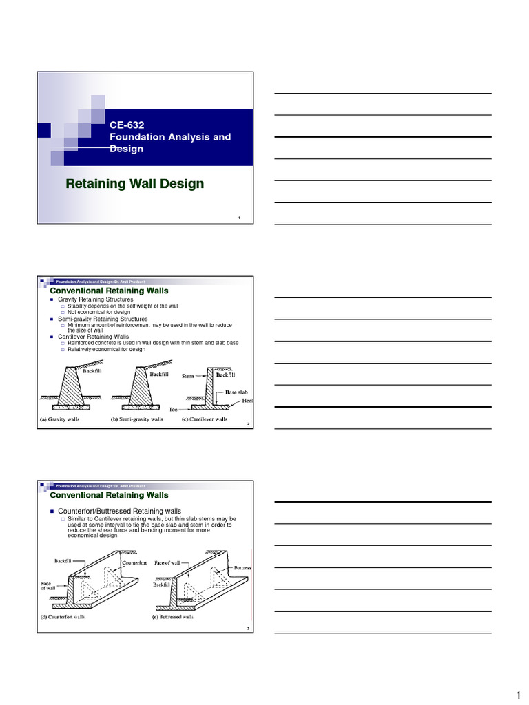 Retaining Wall Design and Analysis Guide | PDF | Drainage | Deep Foundation