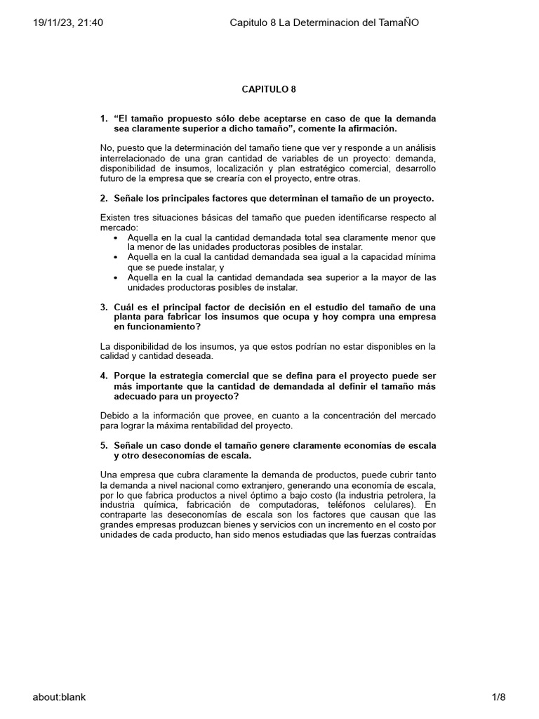 Determinación del Tamaño de Proyectos Empresariales | PDF | Economías ...