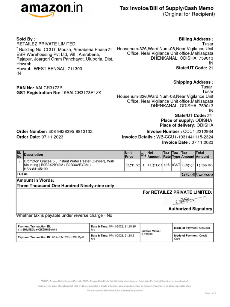 Crompton Invoice and GST Details | PDF | Invoice | Business