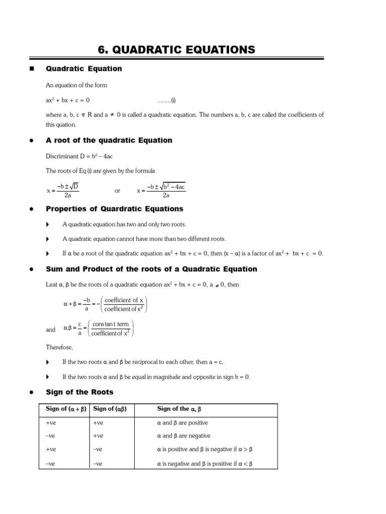 Quadratic Equations | PDF | Quadratic Equation | Polynomial