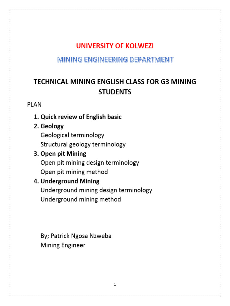 English Mine Pdf Geology Rock Geology