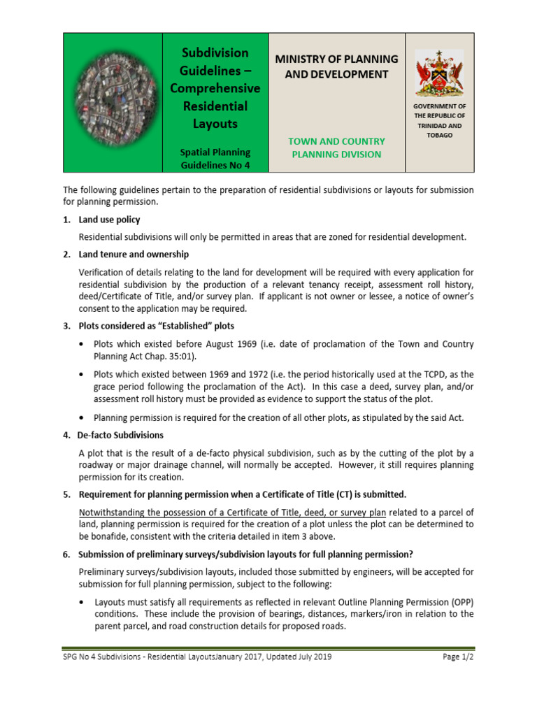Residential Subdivision Planning Guidelines | PDF | Surveying | Justice