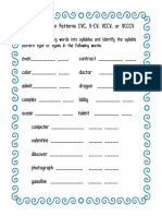 Syllable Division Practice VCVCVCVCCVVCCCV