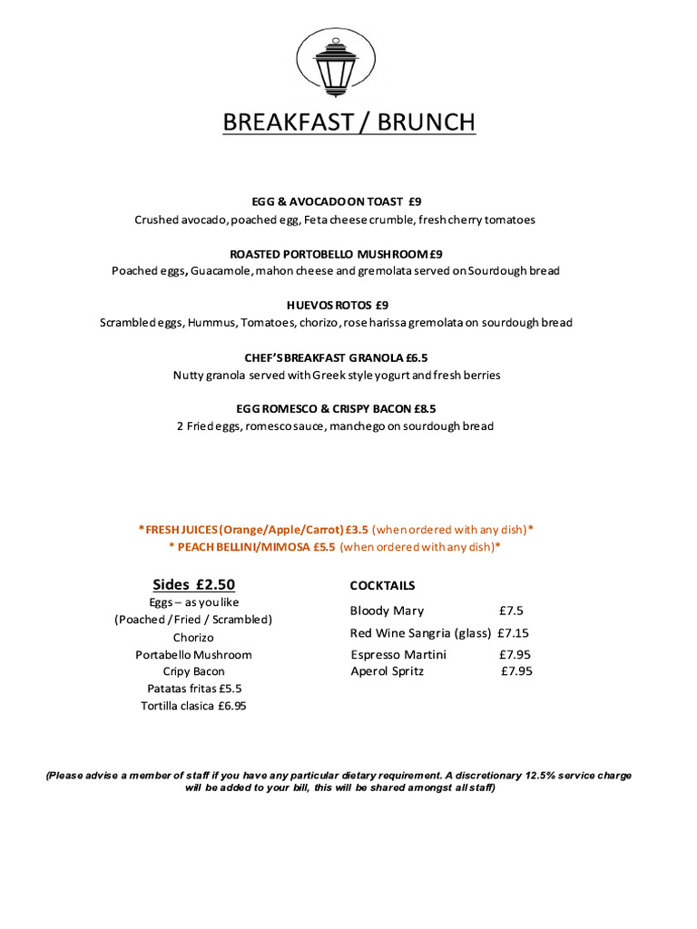 Weekend Brunch Menu PDF
