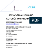 Atención Al Usuario Autobús Urbano de Jaén: Correo Electrónico