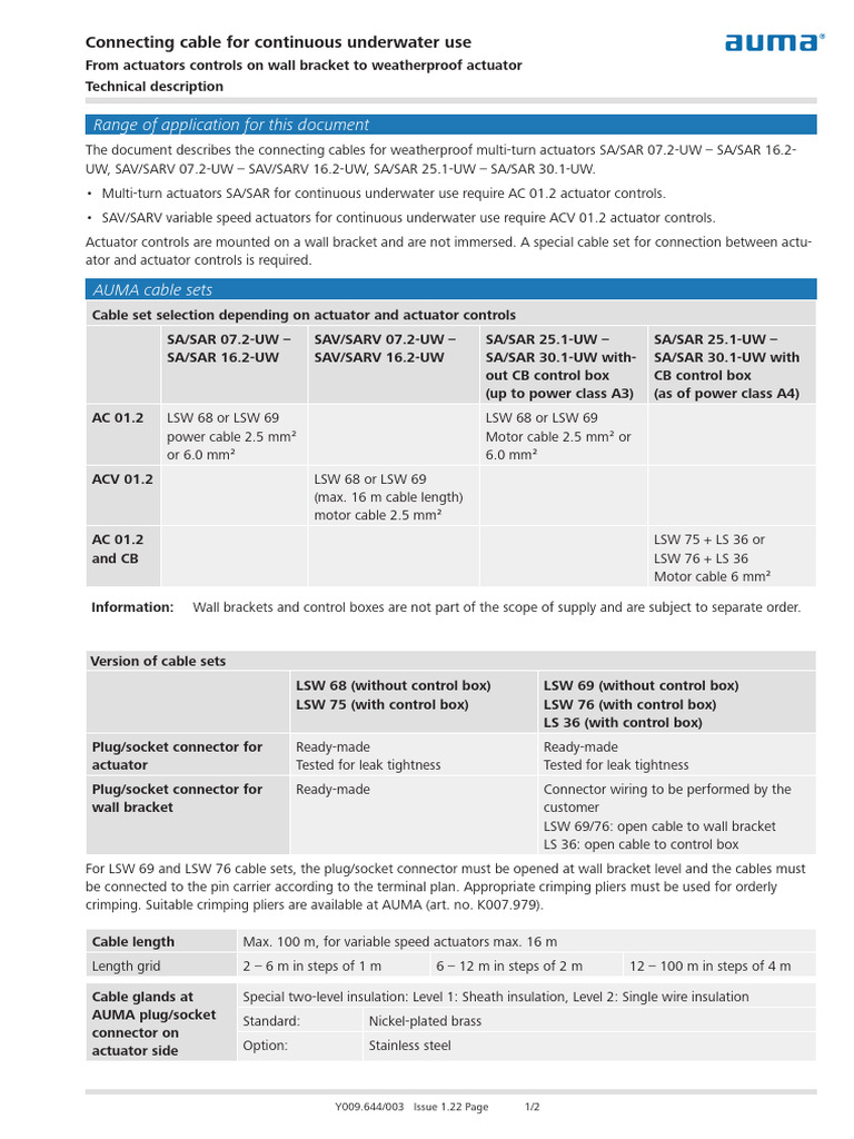 Underwater Actuator Cable Guide | PDF | Electrical Connector | Materials