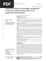 Clinical Reasoning and Knowledge Management in Final Year Medical Students - The Role of Student-Led Grand Round