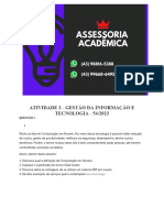 (43)99668 6495 Assessoria Atividade 3 - Gestão Da Informação e Tecnologia - 54 2023