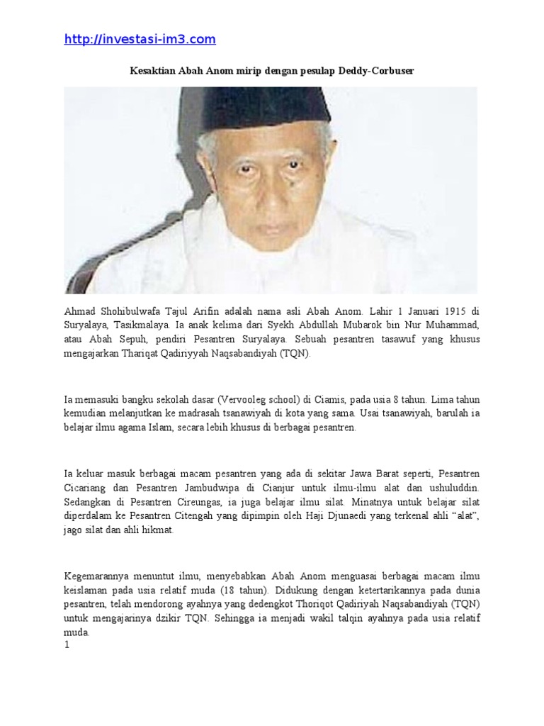 Kesaktian Abah Anom Mirip Dengan Pesulap Deddy