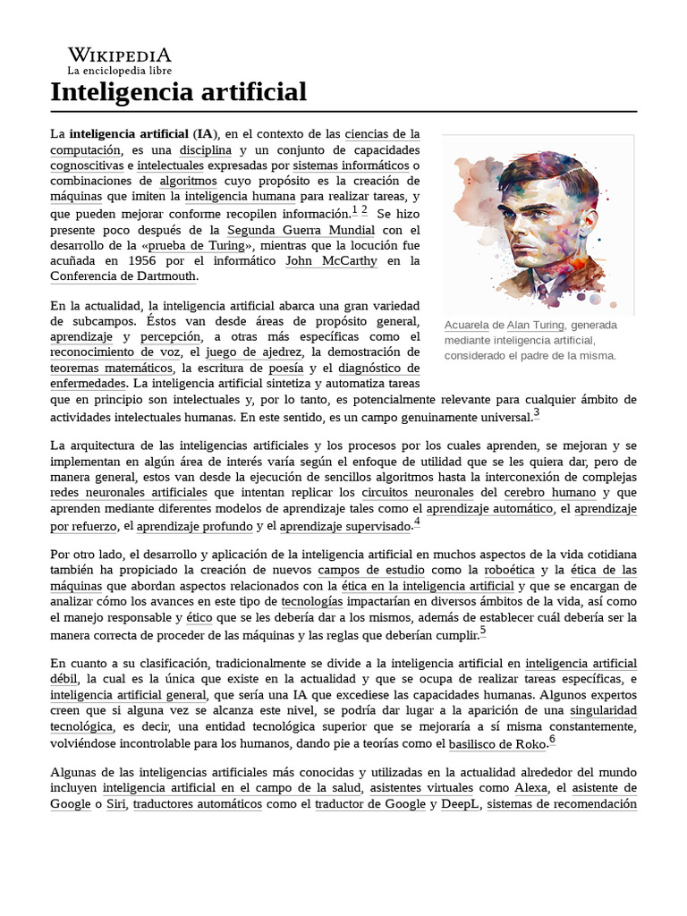 Inteligencia Artificial Débil: Definición y Usos | PDF | Inteligencia ...
