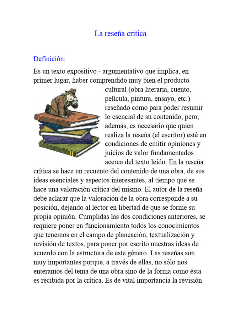 Definición y Estructura de Reseñas Críticas | PDF | Autor | Ensayos