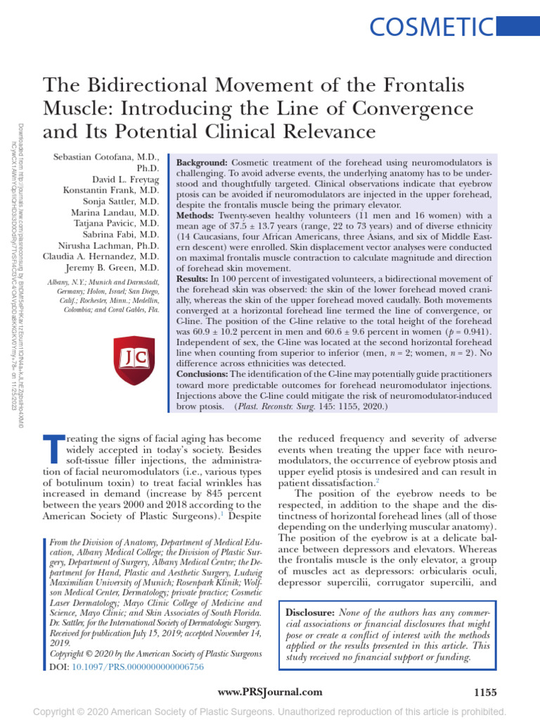Frontalis Muscle Movement and C-Line | PDF | Plastic Surgery