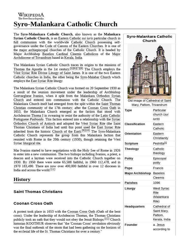 SyroMalankara Catholic Church PDF Religious Organizations