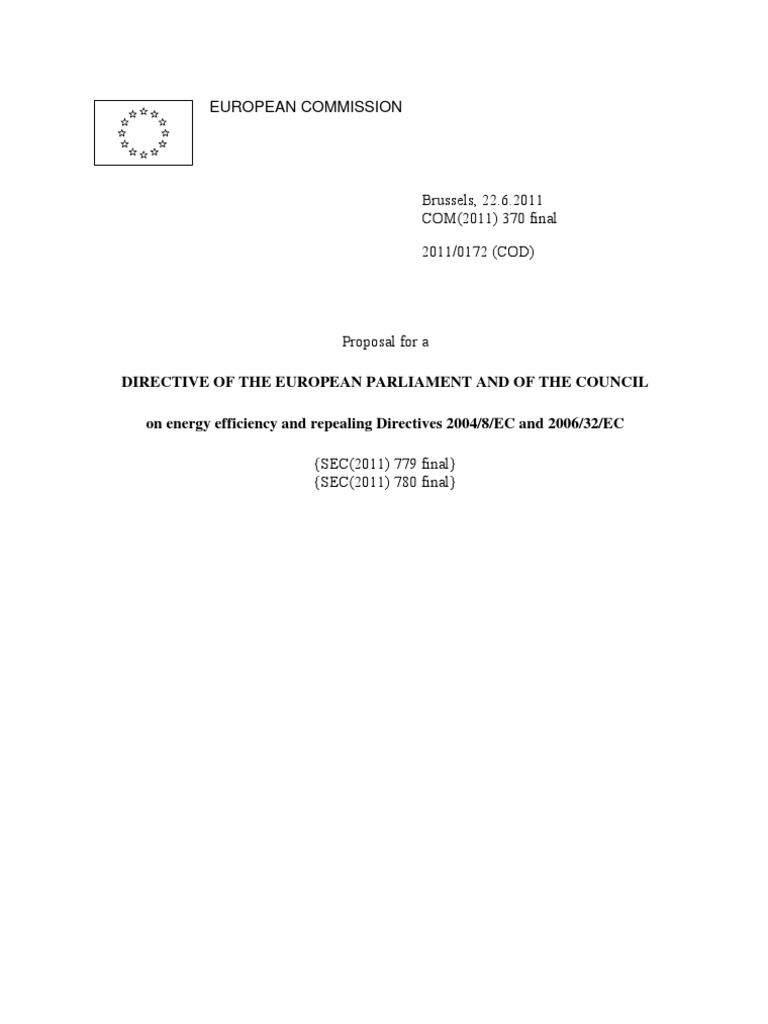 EU Energy Efficiency Directive Proposal | PDF