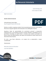 Modelo de Carta de Renuncia Voluntaria