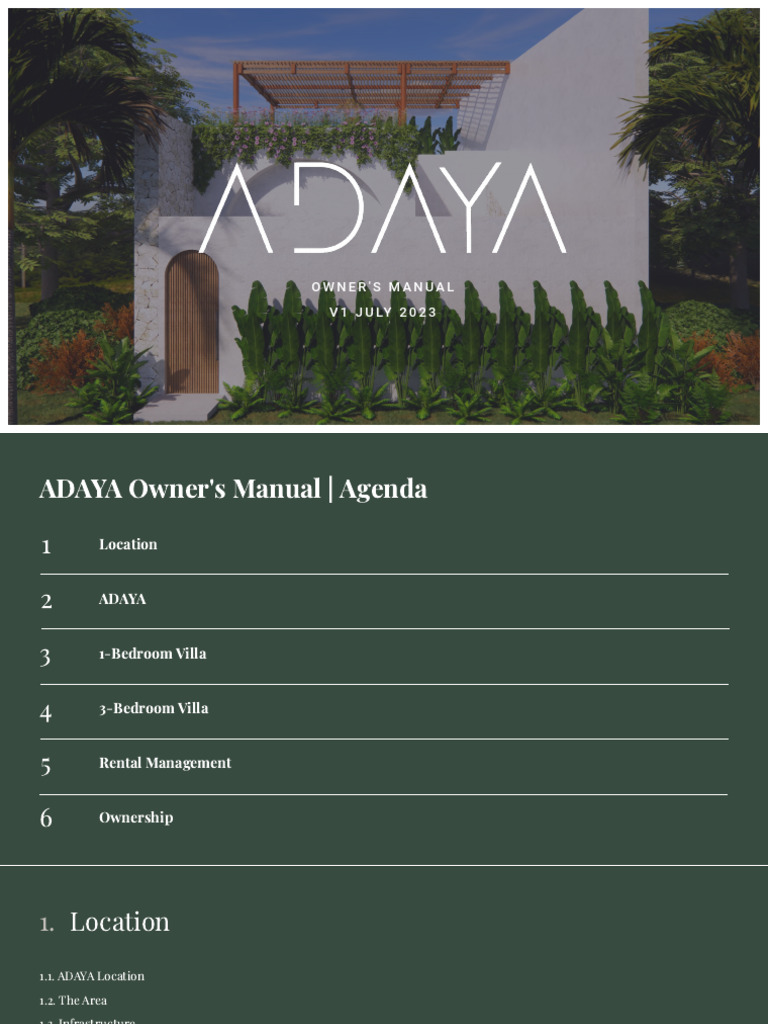ADAYA Luxury Villas Owner's Manual | PDF | Concrete | Efficient Energy Use