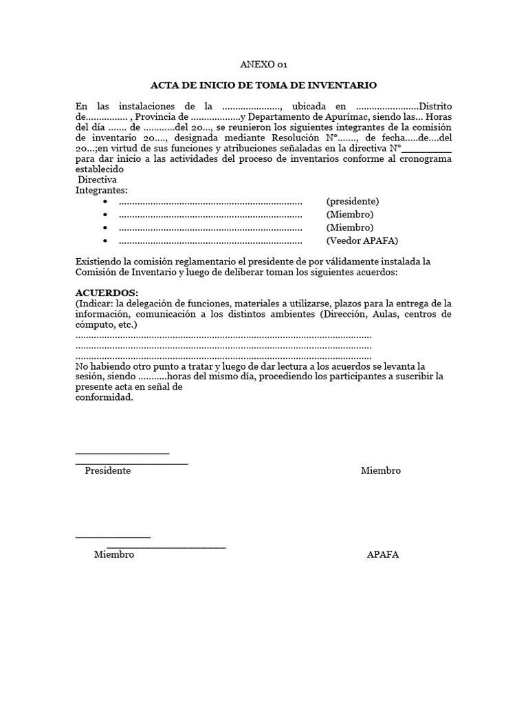 Anexo Acta de Inicio y Acta de Cierre | PDF | Gobierno