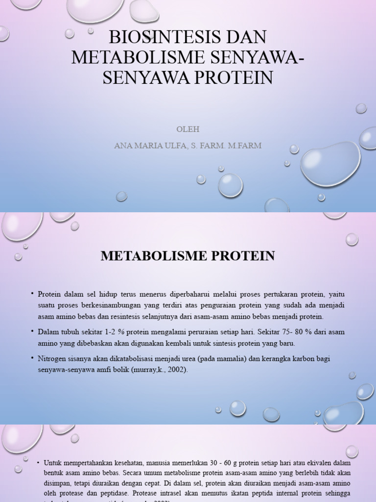 Metabolisme dan Sintesis Protein | PDF | Sains & Matematika | Teknologi ...