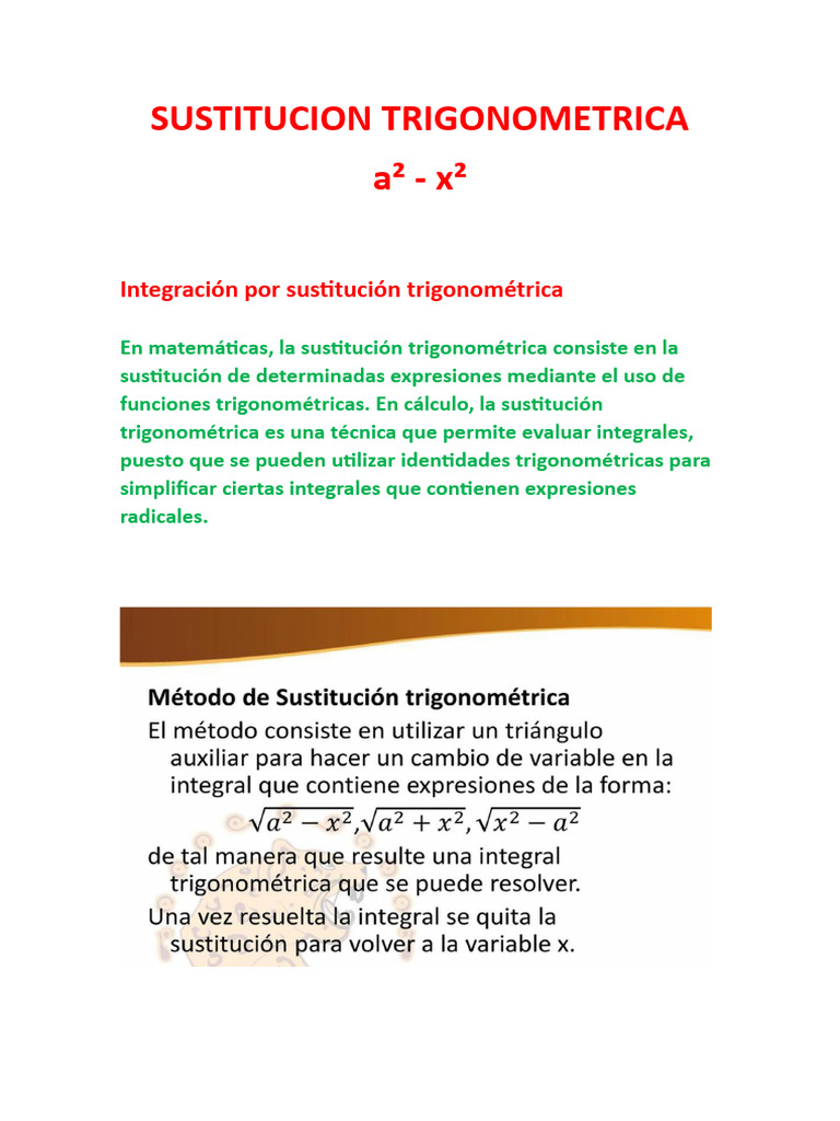 Caluculo sustitucion trigonometrica a2 x2 pdf
