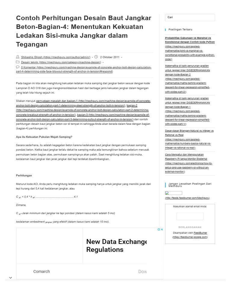 4 Concrete Anchor Foundation Bolt Design Calculations Wit Pdf