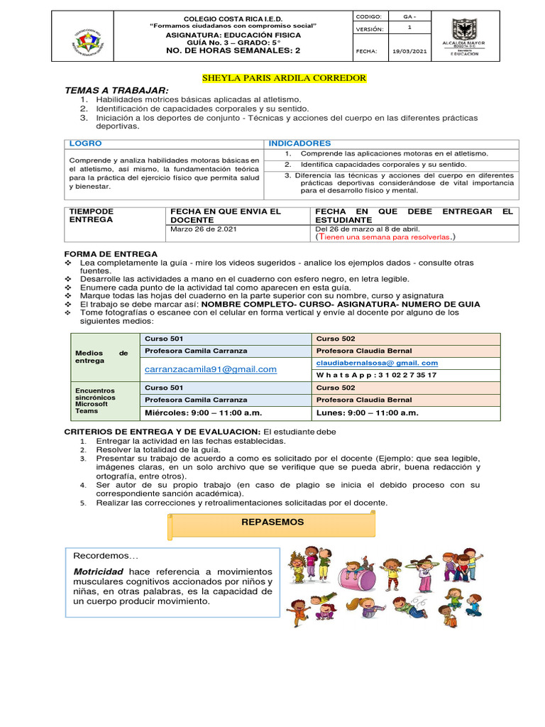 Educación Física 3A PDF Maestros Deportes