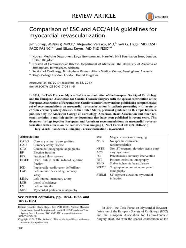 Stirrup - Comparison of ESC and ACC:AHA Guidelines For Myocardial ...