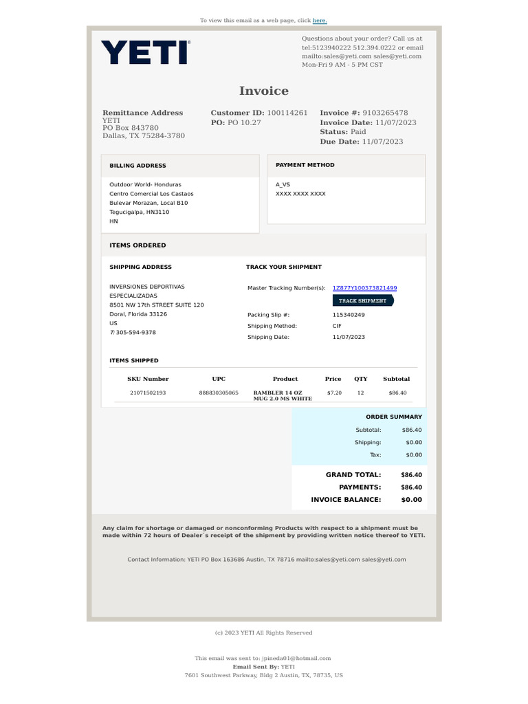 Invoice Confirmation for Outdoor World | PDF | Receipt | Service Industries