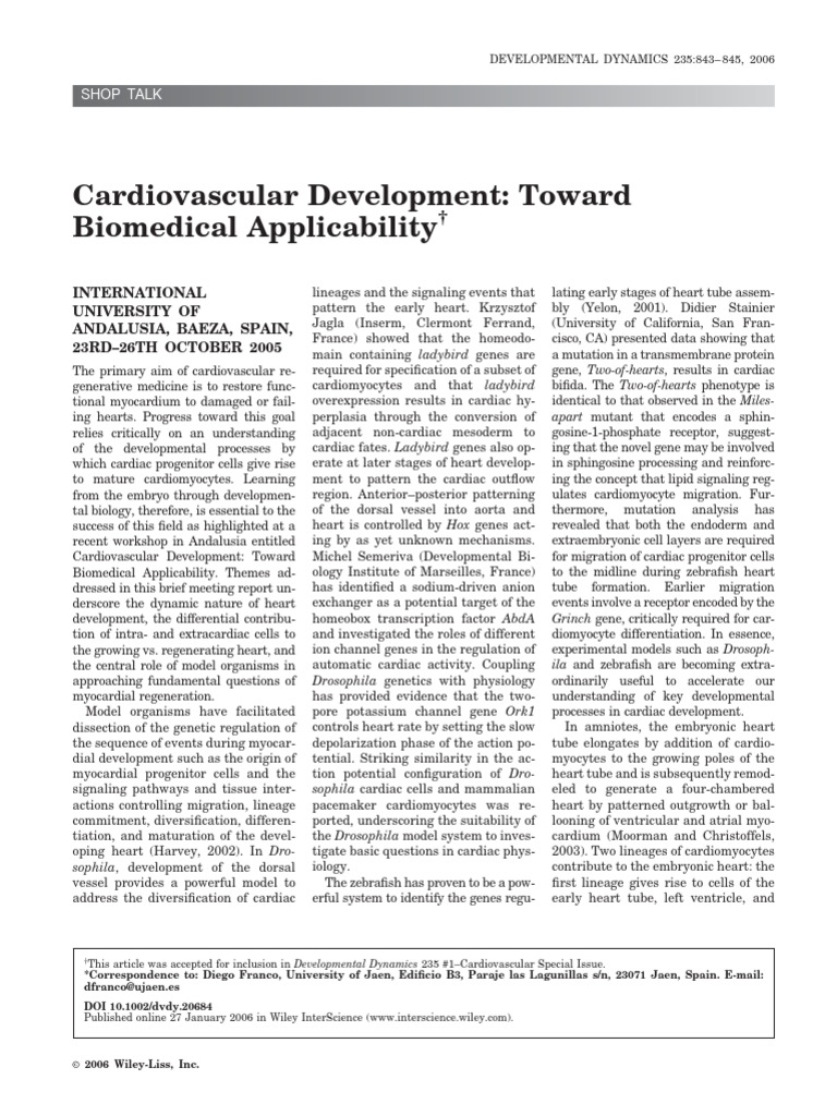 Developmental Dynamics 2006 Campione Cardiovascular Development