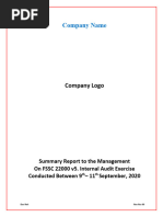 FSSC Internal Audit Summary Report