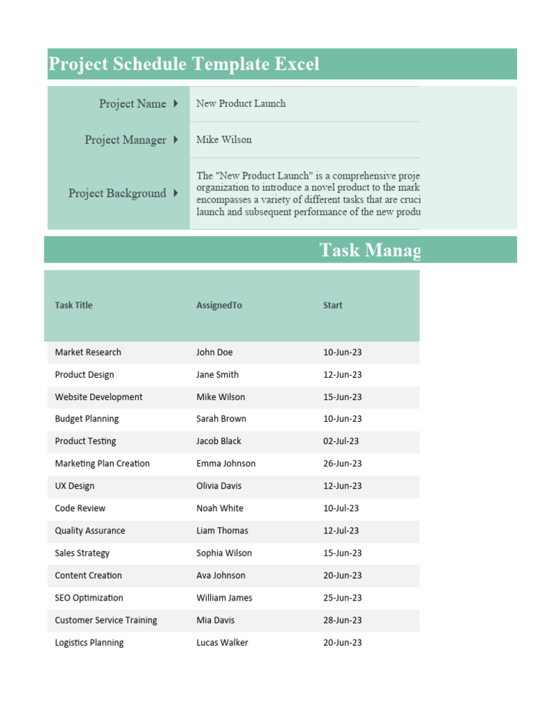 Excel Project Schedule Template | PDF | Microsoft Excel | Computing