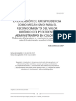La Extensión de Jurisprudencia Como Mecanismo para El Reconocimiento Del Valor Jurídico Del Precedente Administrativo en Colombia