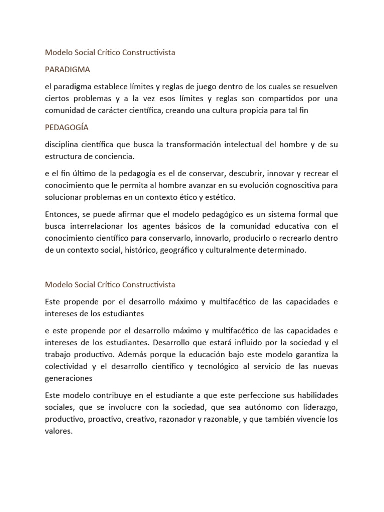 Modelo Social Crítico Constructivista | Descargar gratis PDF ...