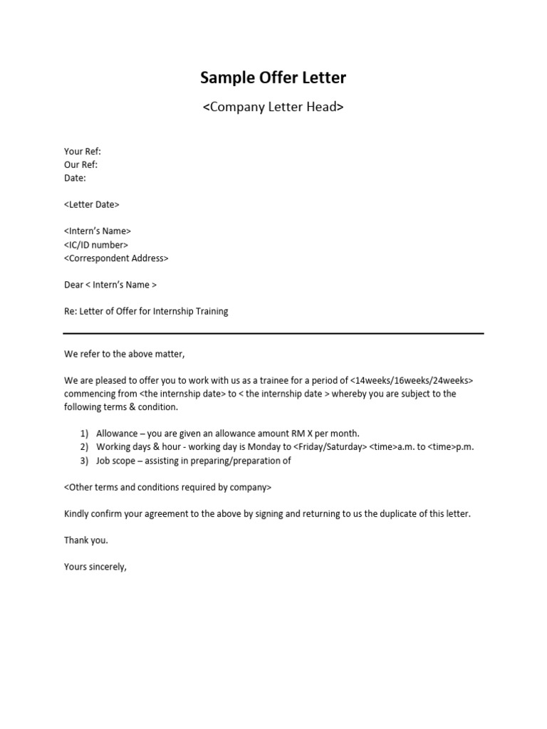 Sample of Offer Letter | PDF