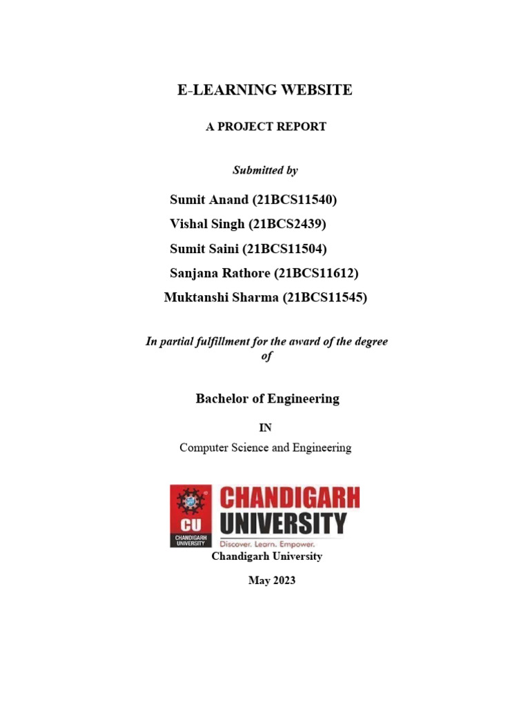 E-Learning Website Project Report | PDF | Educational Technology | Learning