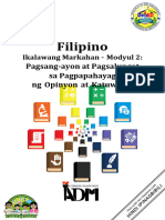 Filipino8 q2 Mod2 Pagsang Ayon at Pagsalungat Sa Pagpapahayag NG Opinyon at Katuwiranpdf