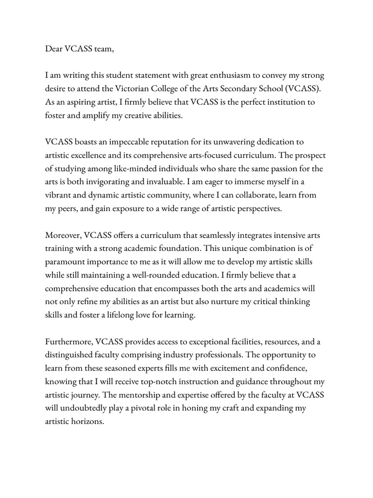 Personal Student Statement Example | PDF | Expert | Human Communication