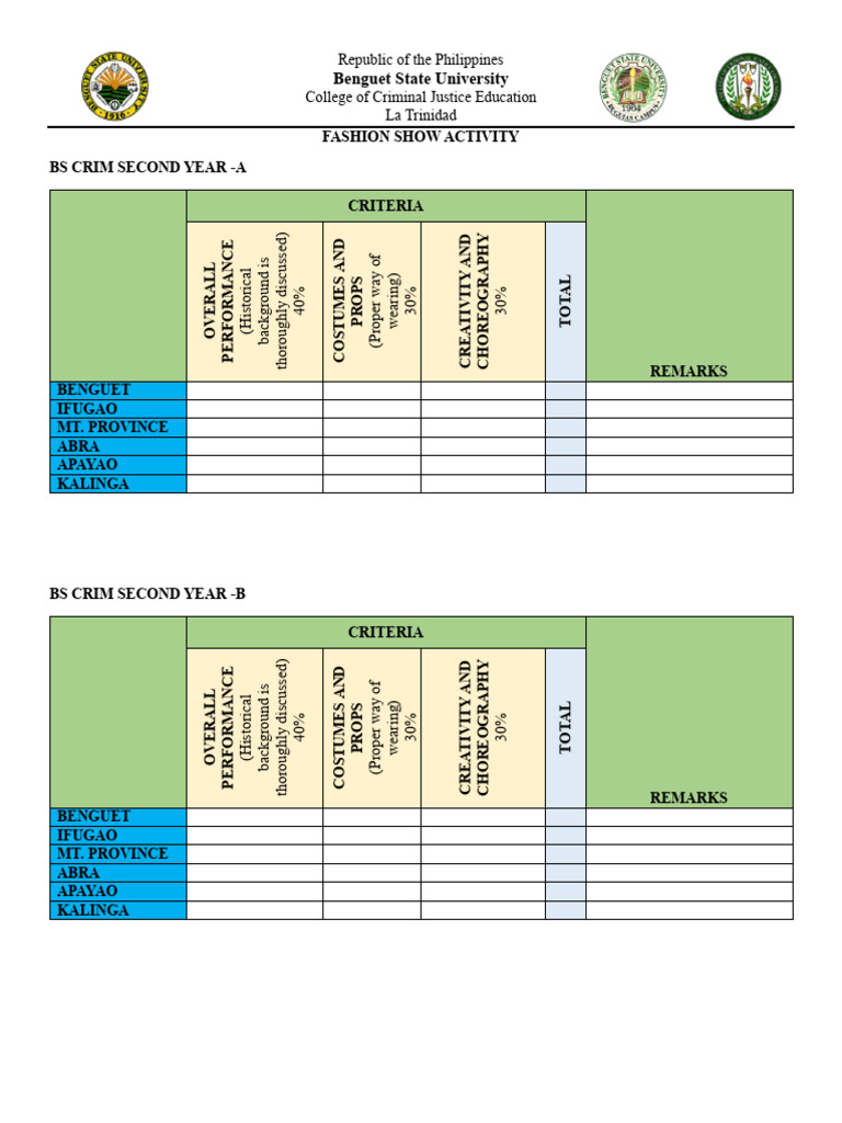 Fashion Show Evaluation Criteria | PDF