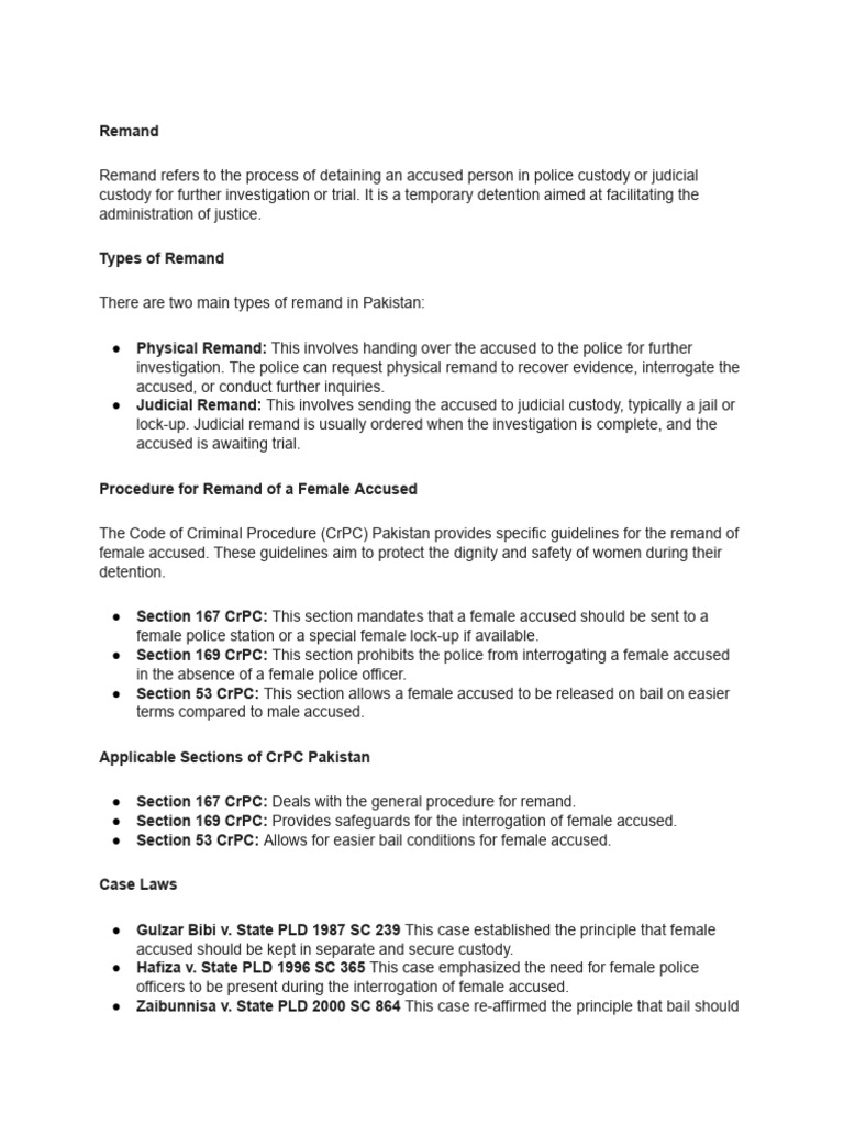 Types of Remand in Pakistan's CrPC | PDF | Social Science