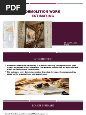 DEMOLITION WORK - ESTIMATING