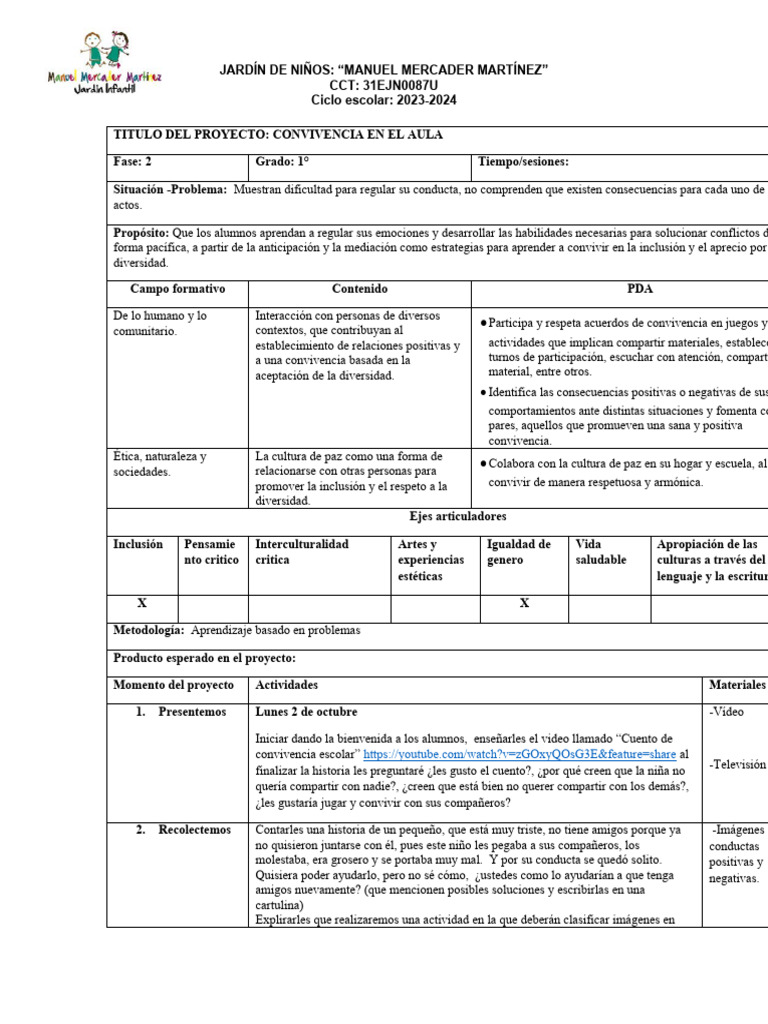 Convivencia Escolar Pdf Inclusión Educación Aprendizaje