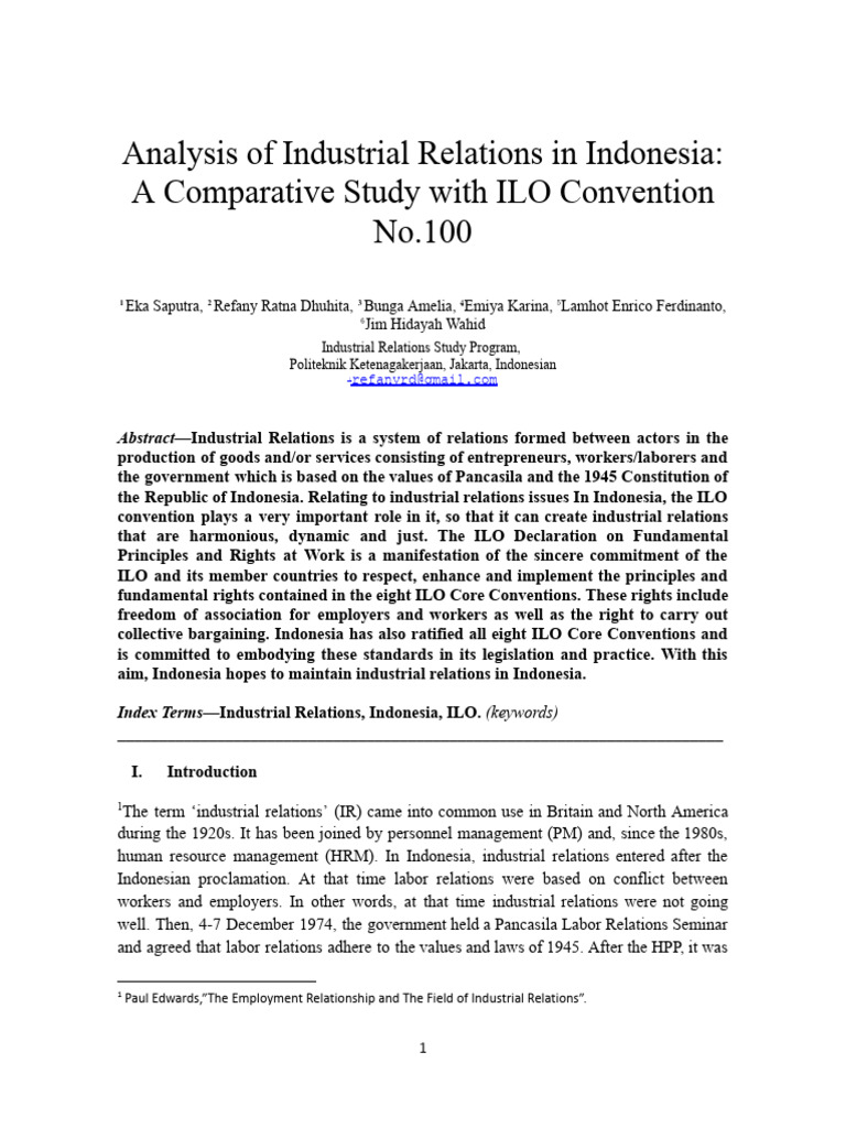 Analysis Of Industrial Relations In Indonesia Jurnal Pdf
