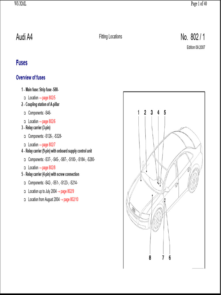 A4 1.8 Fusiveis PDF Fuel Injection Fuse (Electrical)
