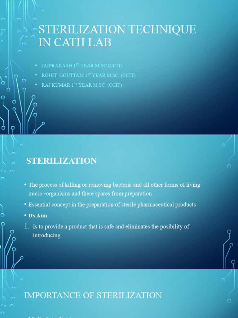 Sterilization Technique in Cath Lab PDF Sterilization (Microbiology